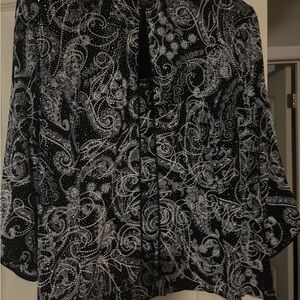 Elegant Black and Silver Paisley Blouse